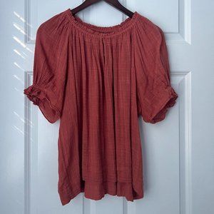 Apiece Apart Kasin Organic Cotton Blend Top - SIZE LARGE Rosewood Color